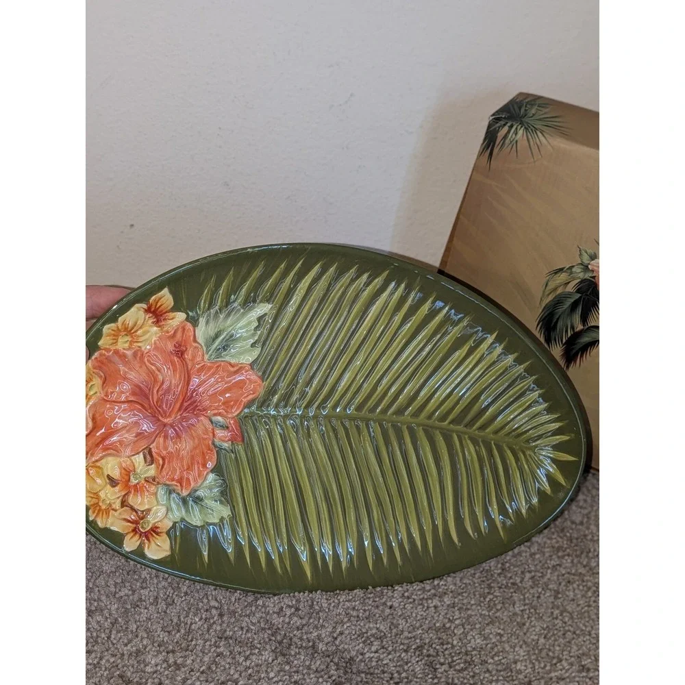 Tommy Bahama‎ Paradise Garden Hibiscus Plumeria Serving Platter Tropical 2006